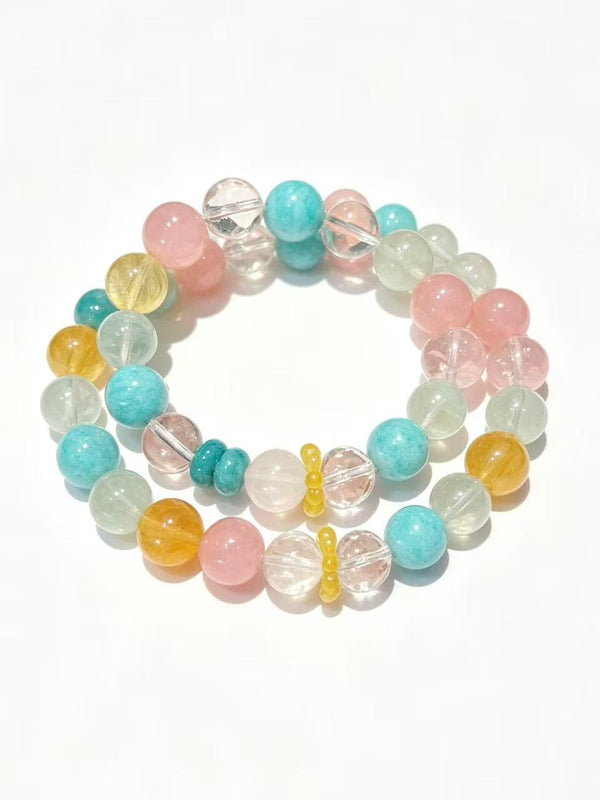 Ice Blue Pink Harmony Bracelet: Handmade Amazonite & Rose Quartz Crystal Bracelet for Balance, Elegance & Everyday Beauty