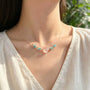 rystal Paradise Ocean Breeze Turquoise Necklace – Handmade Natural Turquoise & Clear Quartz Heart Pendant