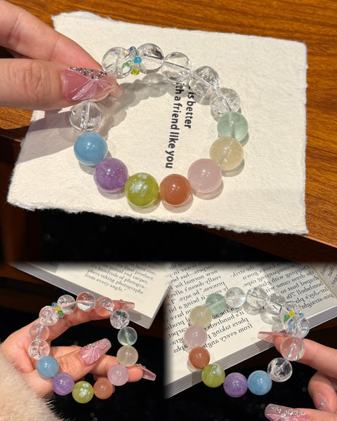 Crystal Paradise Color Fantasy Multi-Gem Bracelet – Handmade Seven-Crystal Rainbow Energy Bracelet 🌈