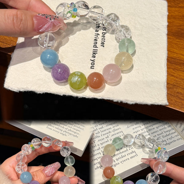 Crystal Paradise Color Fantasy Multi-Gem Bracelet – Handmade Seven-Crystal Rainbow Energy Bracelet 🌈