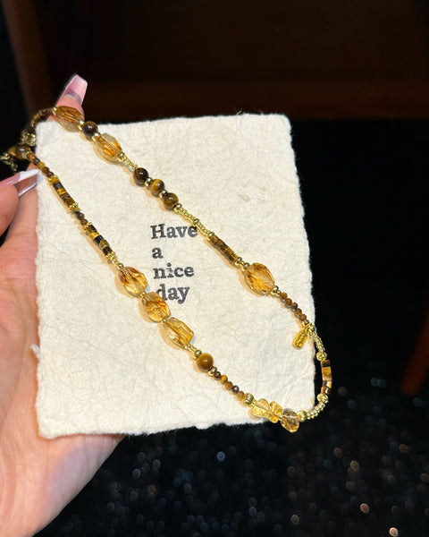 Sunset Molten Gold · Star River Necklace – Handmade Tiger Eye & Citrine Prosperity Necklace 🌠