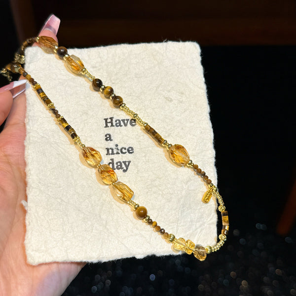 Sunset Molten Gold · Star River Necklace – Handmade Tiger Eye & Citrine Prosperity Necklace 🌠