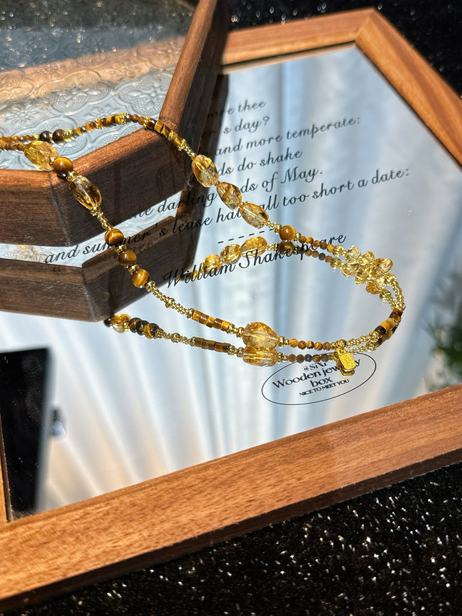 Sunset Molten Gold · Star River Necklace – Handmade Tiger Eye & Citrine Prosperity Necklace 🌠