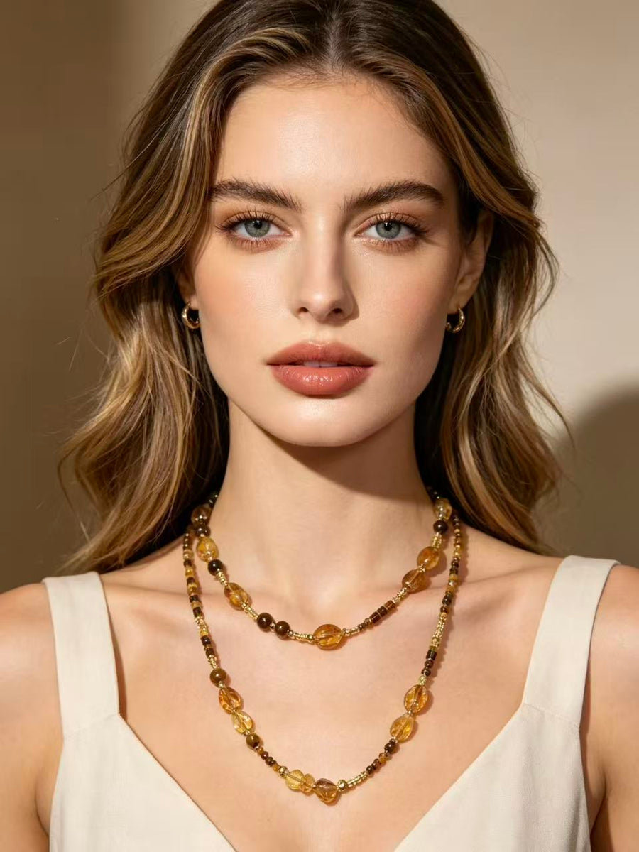 Sunset Molten Gold · Star River Necklace – Handmade Tiger Eye & Citrine Prosperity Necklace 🌠