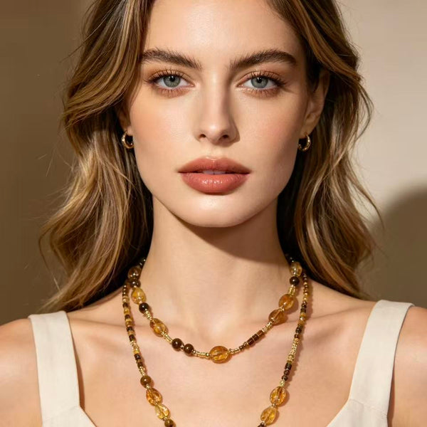 Sunset Molten Gold · Star River Necklace – Handmade Tiger Eye & Citrine Prosperity Necklace 🌠