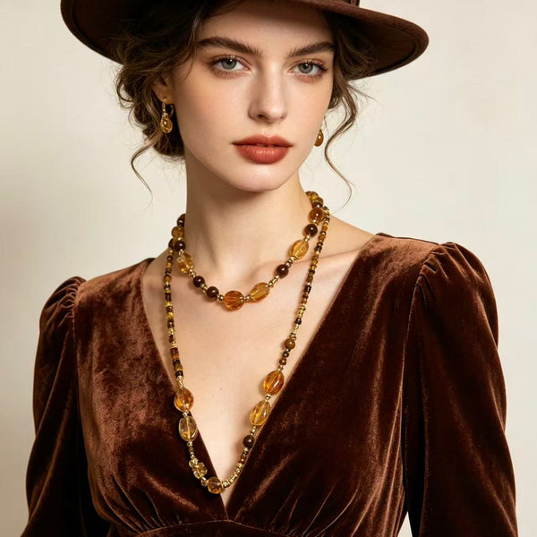 Sunset Molten Gold · Star River Necklace – Handmade Tiger Eye & Citrine Prosperity Necklace 🌠