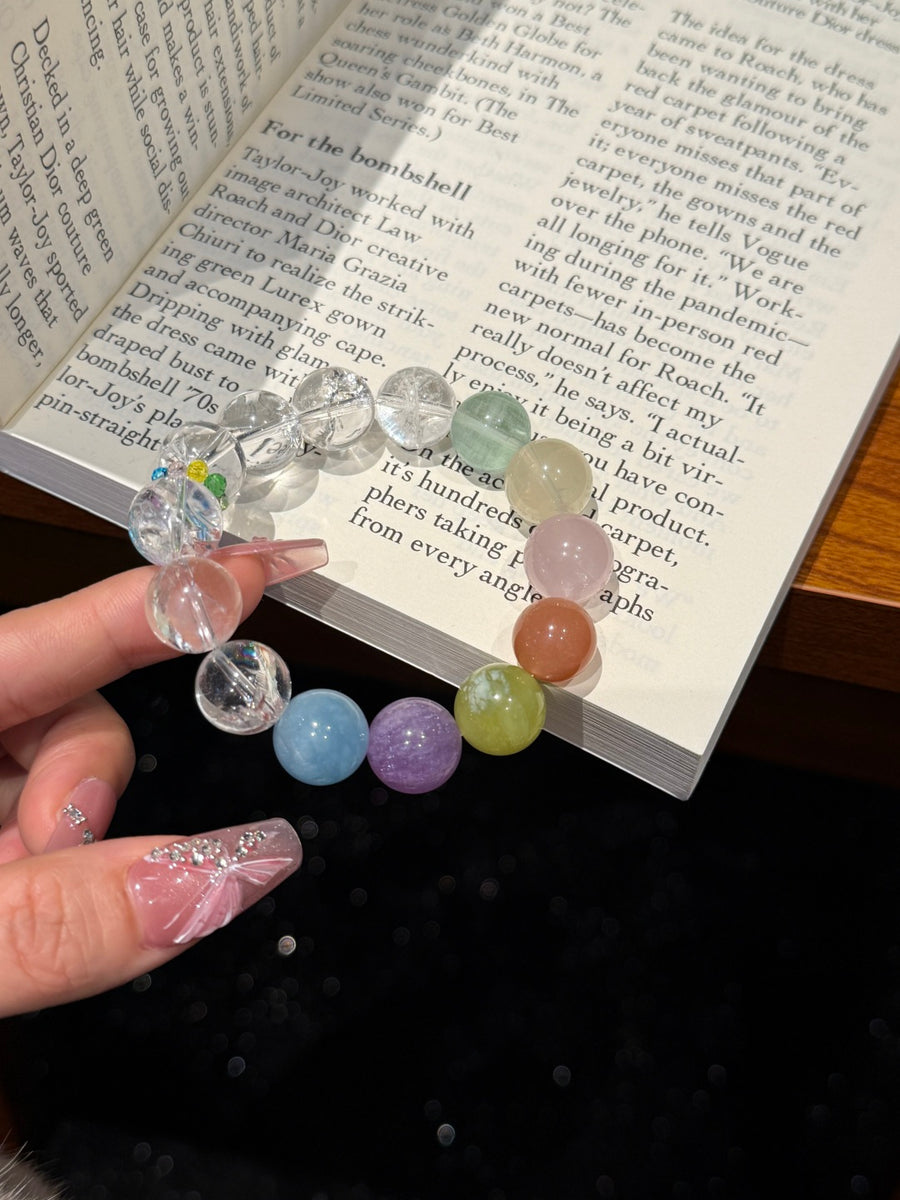 Crystal Paradise Color Fantasy Multi-Gem Bracelet – Handmade Seven-Crystal Rainbow Energy Bracelet 🌈