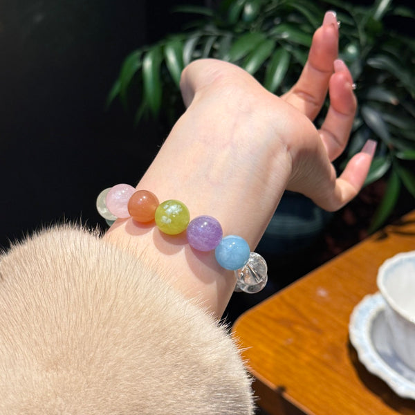 Crystal Paradise Color Fantasy Multi-Gem Bracelet – Handmade Seven-Crystal Rainbow Energy Bracelet 🌈