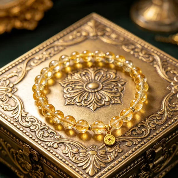 Crystal Paradise Crystal Coin Pyramid Bracelet – Handmade Citrine Pyramid Wealth Protection Bracelet 💛