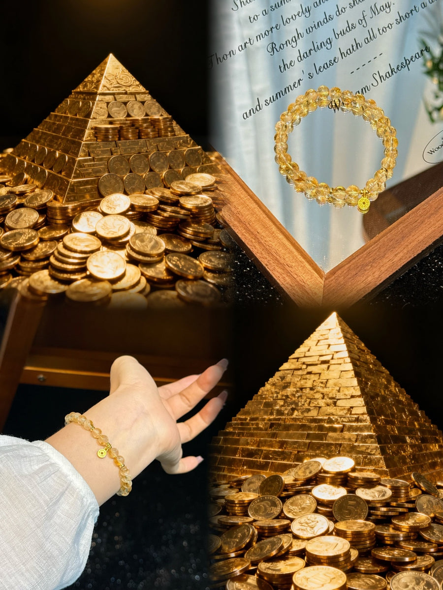 Crystal Paradise Crystal Coin Pyramid Bracelet – Handmade Citrine Pyramid Wealth Protection Bracelet 💛