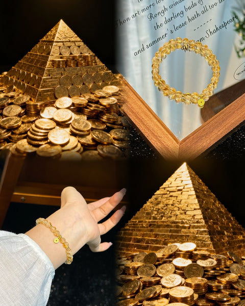 Crystal Paradise Crystal Coin Pyramid Bracelet – Handmade Citrine Pyramid Wealth Protection Bracelet 💛