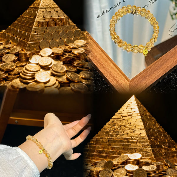 Crystal Paradise Crystal Coin Pyramid Bracelet – Handmade Citrine Pyramid Wealth Protection Bracelet 💛