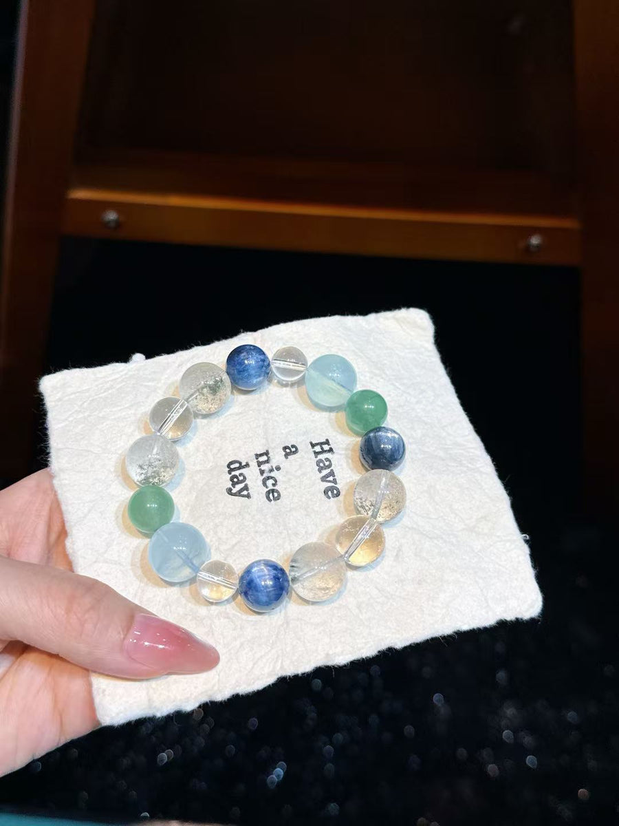 Crystal Paradise Luminous Ocean Dream Bracelet – Handmade Five-Crystal Energy Bracelet for Calm, Clarity & Abundance 🌊