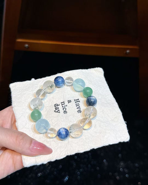 Crystal Paradise Luminous Ocean Dream Bracelet – Handmade Five-Crystal Energy Bracelet for Calm, Clarity & Abundance 🌊