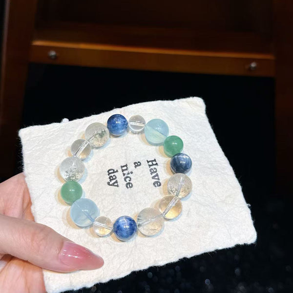 Crystal Paradise Luminous Ocean Dream Bracelet – Handmade Five-Crystal Energy Bracelet for Calm, Clarity & Abundance 🌊