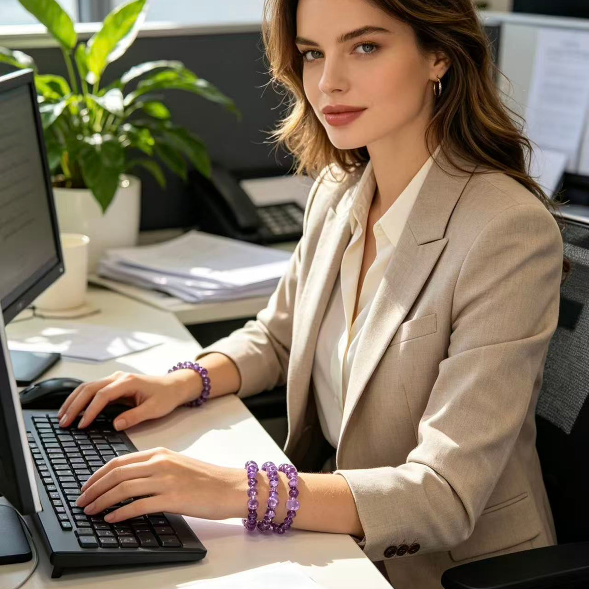 Crystal Paradise Amethyst Study Success Bracelet – Handmade Double-Terminated Amethyst Focus & Academic Support Bracelet 🔮