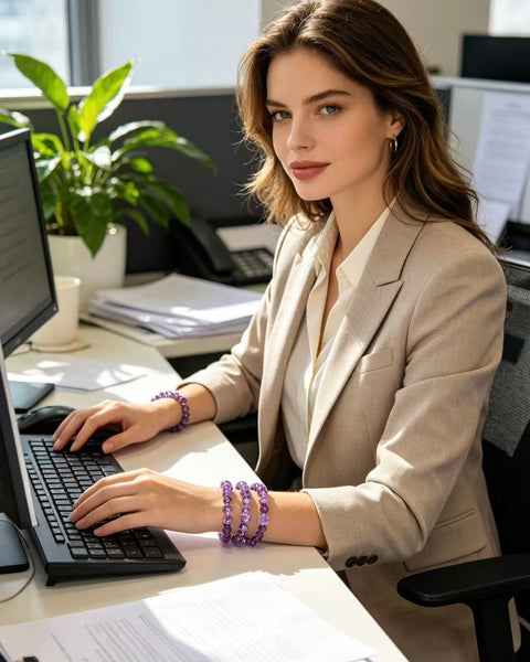Crystal Paradise Amethyst Study Success Bracelet – Handmade Double-Terminated Amethyst Focus & Academic Support Bracelet 🔮