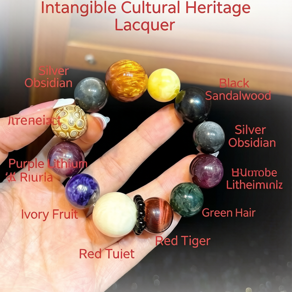 Crystal Paradise Heritage Lacquer & Multi-Crystal Energy Bracelet – Handmade Protection & Balance Jewelry 🖤✨