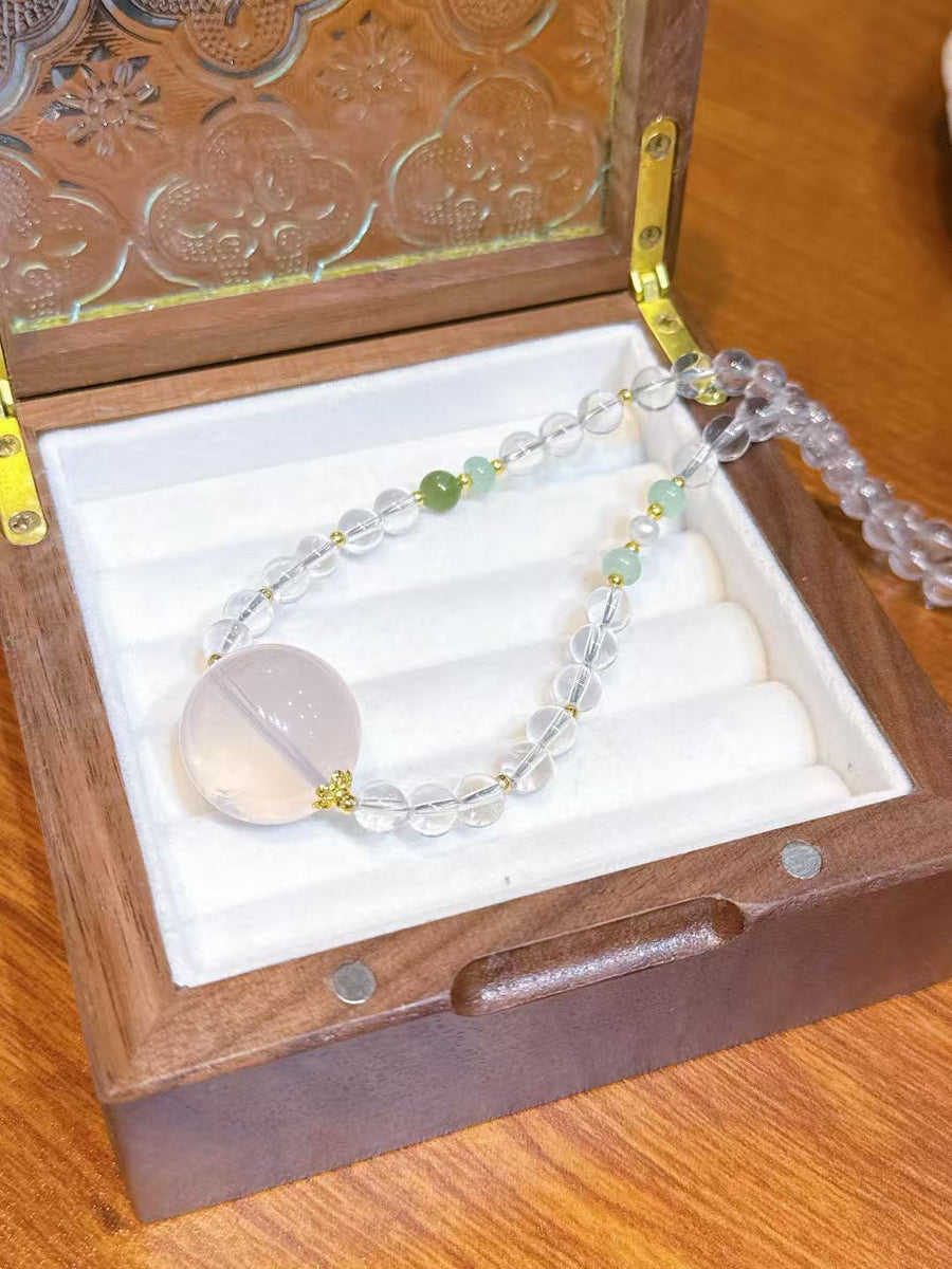 Crystal Paradise Pink Starlight Necklace – Rose Quartz & Clear Quartz Healing Pendant Necklace