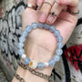 Crystal Paradise Lucky Cat Paw Aquamarine Bracelet – Aquamarine & Pearl Handmade Fortune Bracelet