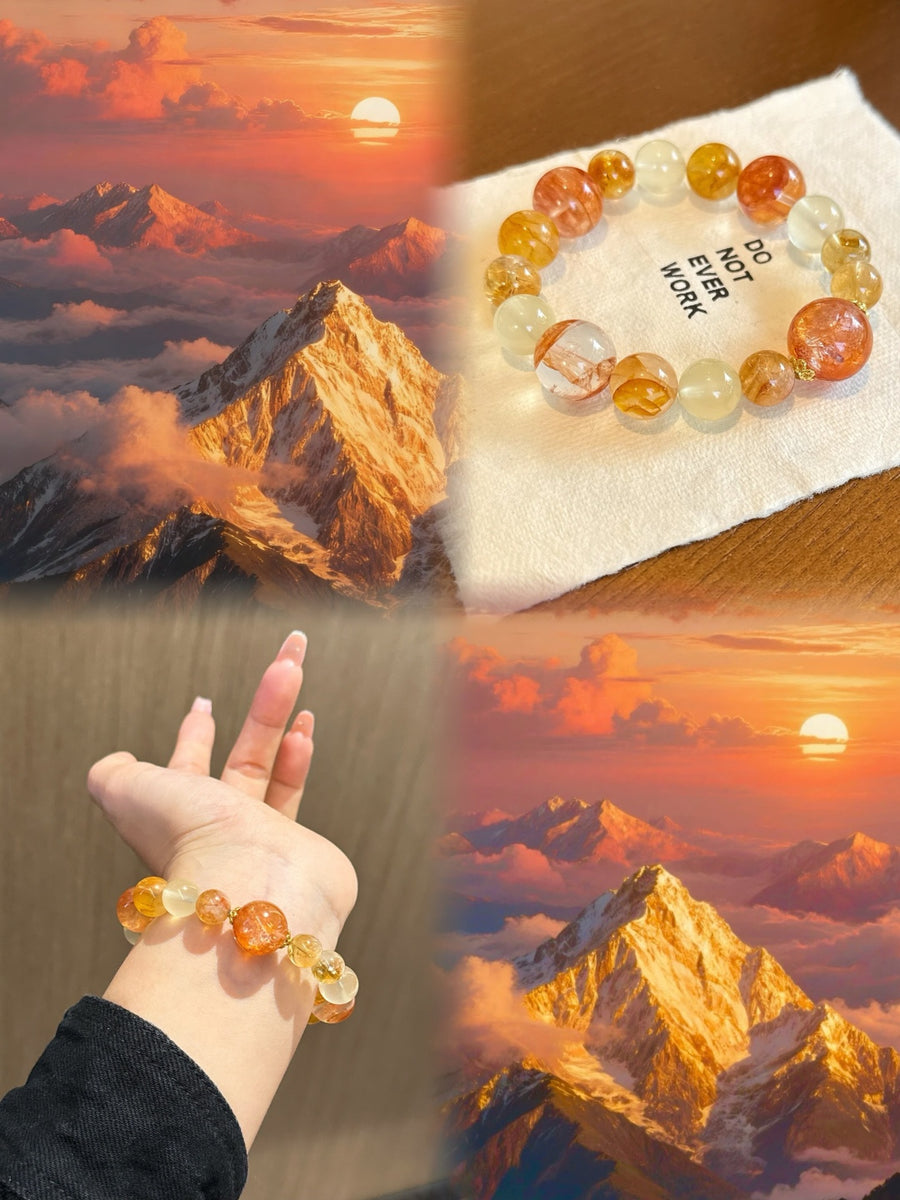 Crystal Paradise Golden Fortune Quartz Collection – Crystal Wealth Grid Bracelet Set 💰✨