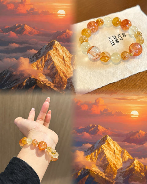 Crystal Paradise Golden Fortune Quartz Collection – Crystal Wealth Grid Bracelet Set 💰✨