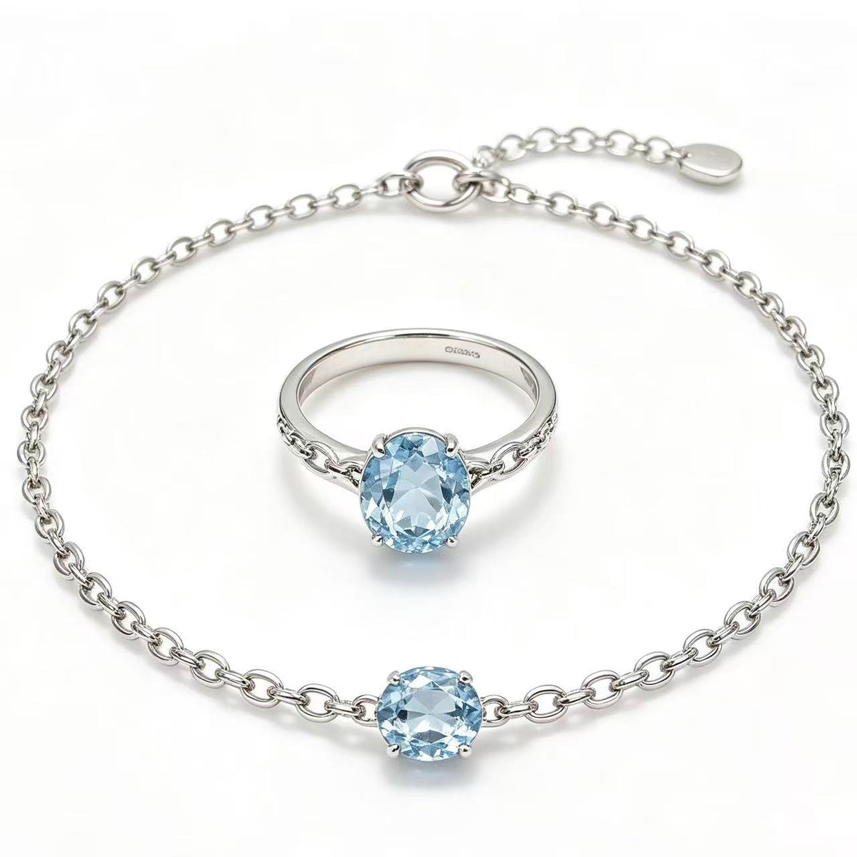 Crystal Paradise Blue Topaz Radiance Jewelry Set – Adjustable Blue Topaz Watch Band & Ring Set 🩵✨