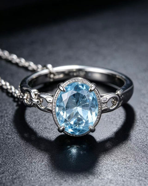 Crystal Paradise Blue Topaz Radiance Jewelry Set – Adjustable Blue Topaz Watch Band & Ring Set 🩵✨