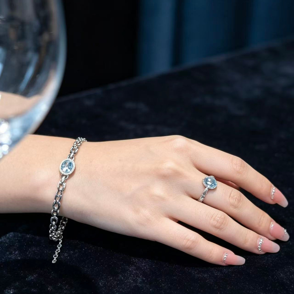 Crystal Paradise Blue Topaz Radiance Jewelry Set – Adjustable Blue Topaz Watch Band & Ring Set 🩵✨