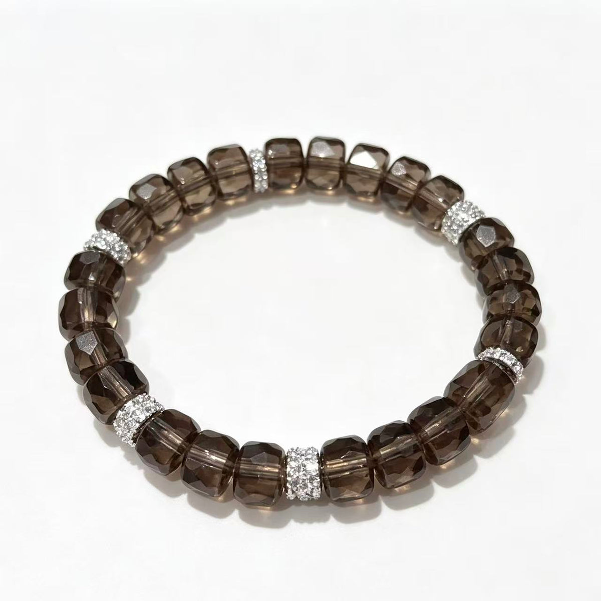 Crystal Paradise Smoky Quartz "Iced Americano" Bracelet – Handmade Faceted Smoky Quartz Crystal Jewelry ☕💎