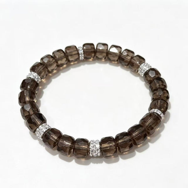 Crystal Paradise Smoky Quartz "Iced Americano" Bracelet – Handmade Faceted Smoky Quartz Crystal Jewelry ☕💎