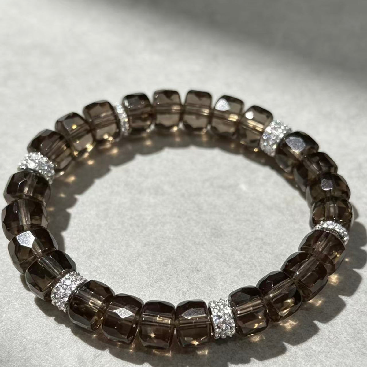 Crystal Paradise Smoky Quartz "Iced Americano" Bracelet – Handmade Faceted Smoky Quartz Crystal Jewelry ☕💎