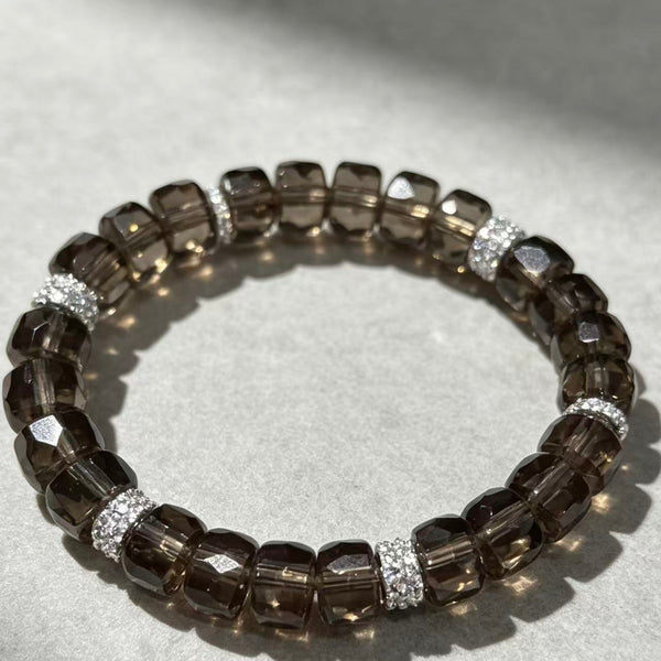 Crystal Paradise Smoky Quartz "Iced Americano" Bracelet – Handmade Faceted Smoky Quartz Crystal Jewelry ☕💎