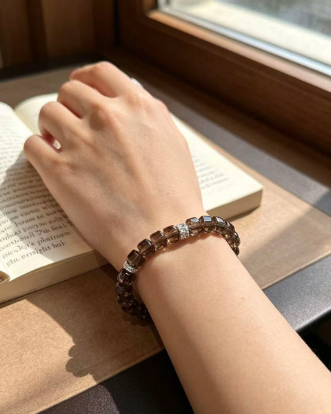 Crystal Paradise Smoky Quartz "Iced Americano" Bracelet – Handmade Faceted Smoky Quartz Crystal Jewelry ☕💎