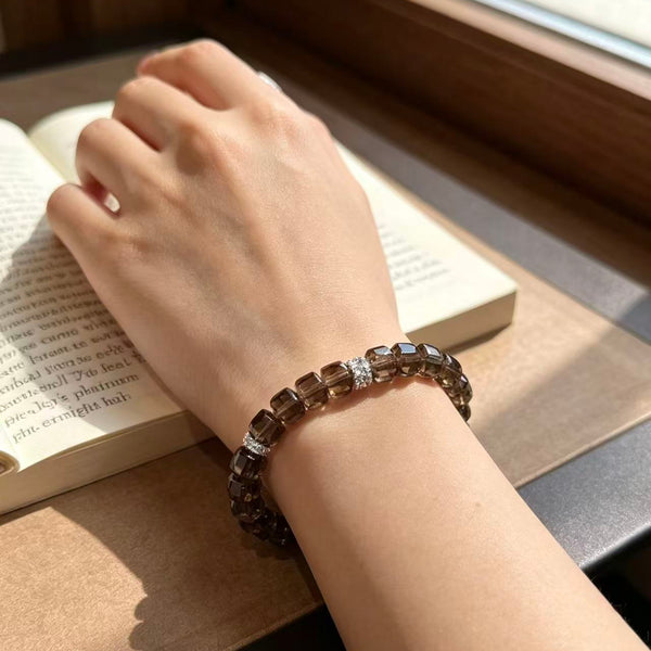 Crystal Paradise Smoky Quartz "Iced Americano" Bracelet – Handmade Faceted Smoky Quartz Crystal Jewelry ☕💎
