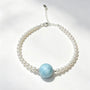Crystal Paradise Pearl &amp; Larimar Bracelet – Handmade Elegant Ocean Gemstone Bracelet 🤍🌊