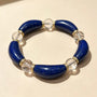 Crystal Paradise Lapis Lazuli & Clear Quartz Floral Bracelet – Handmade Lucky Wealth Crystal Bracelet 💙🌸