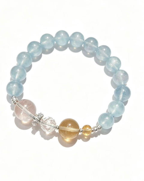 Crystal Paradise Sea Salt Lemon Bracelet – Handmade Citrine, Aquamarine &amp; Multi-Crystal Gemstone Bracelet 🍋💙
