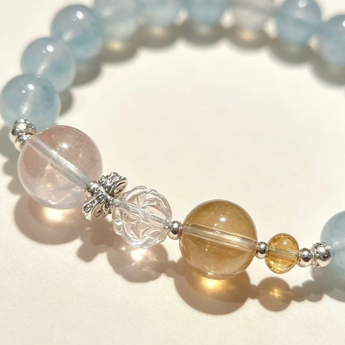 Crystal Paradise Sea Salt Lemon Bracelet – Handmade Citrine, Aquamarine &amp; Multi-Crystal Gemstone Bracelet 🍋💙