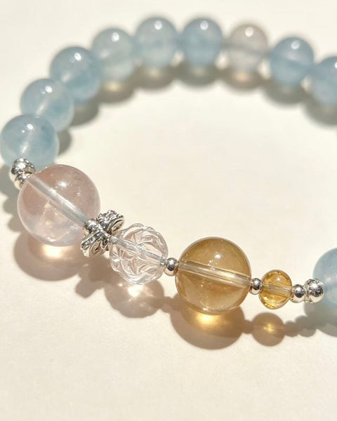 Crystal Paradise Sea Salt Lemon Bracelet – Handmade Citrine, Aquamarine &amp; Multi-Crystal Gemstone Bracelet 🍋💙
