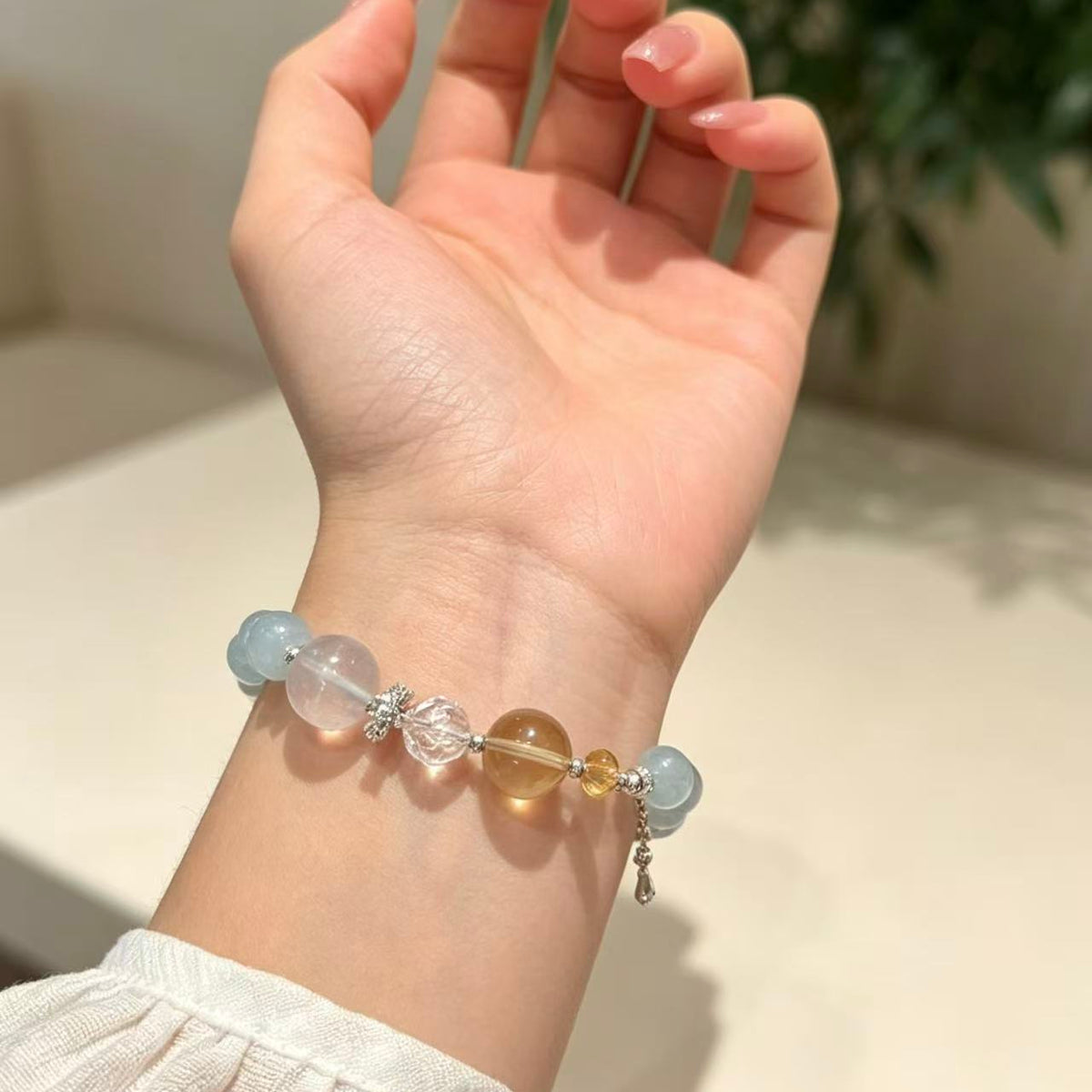 Crystal Paradise Sea Salt Lemon Bracelet – Handmade Citrine, Aquamarine &amp; Multi-Crystal Gemstone Bracelet 🍋💙