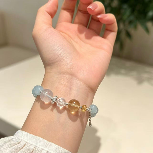 Crystal Paradise Sea Salt Lemon Bracelet – Handmade Citrine, Aquamarine &amp; Multi-Crystal Gemstone Bracelet 🍋💙