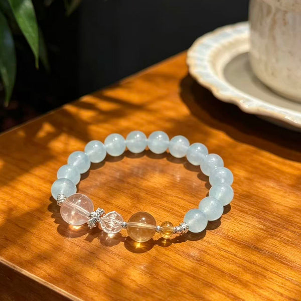 Crystal Paradise Sea Salt Lemon Bracelet – Handmade Citrine, Aquamarine &amp; Multi-Crystal Gemstone Bracelet 🍋💙