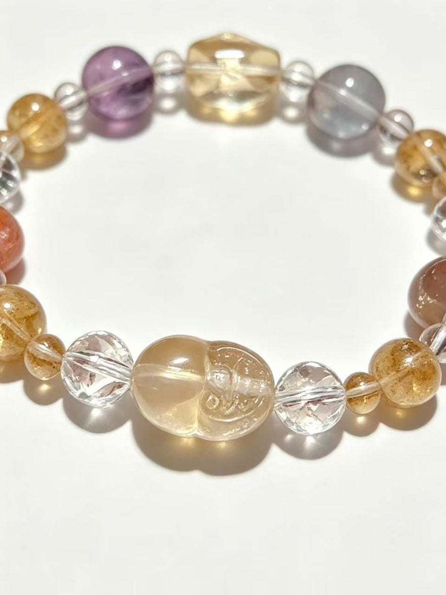 Crystal Paradise Lucky Treasure Multi-Gem Bracelet – Handmade Wealth Pixiu Crystal Bracelet ✨