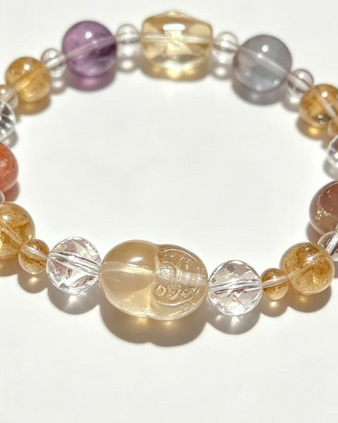 Crystal Paradise Lucky Treasure Multi-Gem Bracelet – Handmade Wealth Pixiu Crystal Bracelet ✨