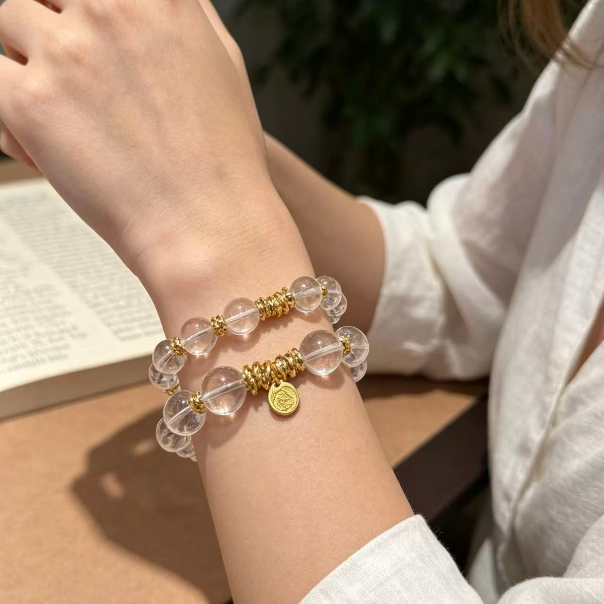 Crystal Paradise Pure Light Clear Quartz Bracelet – Handmade Natural Clear Quartz Gemstone Bracelet 🌙✨