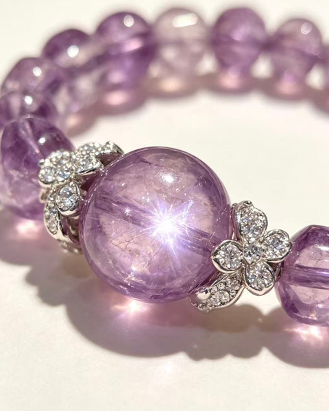 Crystal Paradise Purple Majesty Bracelet – Handmade Lepidolite & Purple Crystal Gemstone Bracelet 💜✨