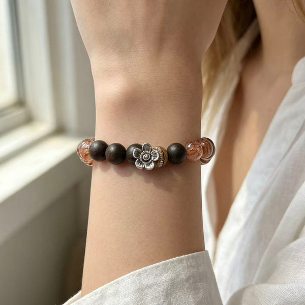 Crystal Paradise Midnight Fortune Bracelet – Handmade Black Super Seven & Agarwood Energy Bracelet 🖤✨