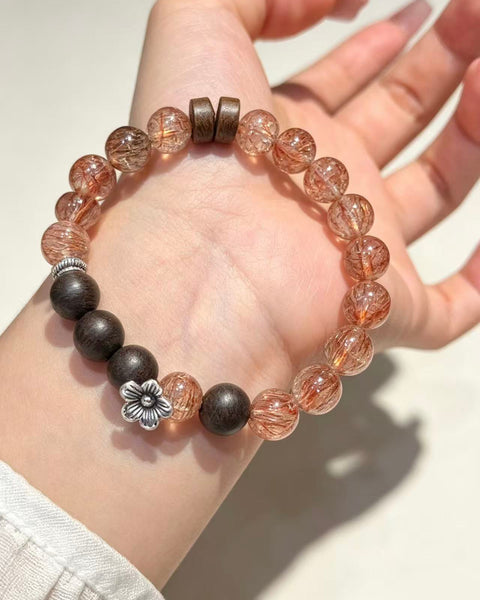 Crystal Paradise Midnight Fortune Bracelet – Handmade Black Super Seven & Agarwood Energy Bracelet 🖤✨