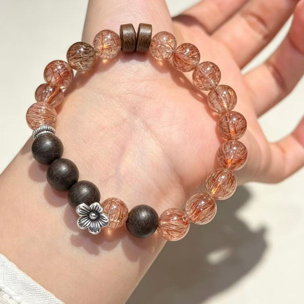 Crystal Paradise Midnight Fortune Bracelet – Handmade Black Super Seven & Agarwood Energy Bracelet 🖤✨